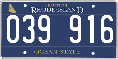 RI license plate 039916