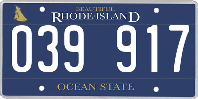 RI license plate 039917