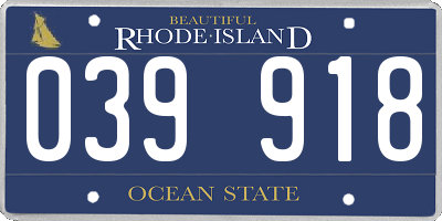 RI license plate 039918