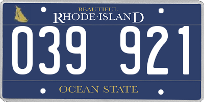 RI license plate 039921