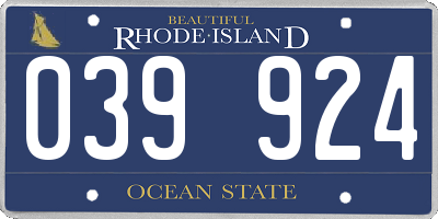 RI license plate 039924