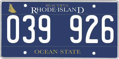 RI license plate 039926