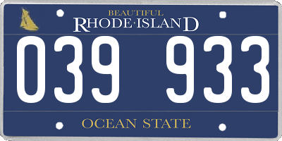 RI license plate 039933