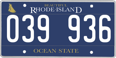 RI license plate 039936