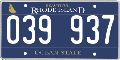 RI license plate 039937