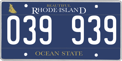 RI license plate 039939