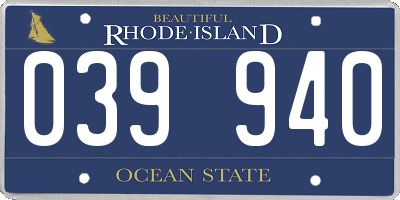 RI license plate 039940