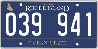 RI license plate 039941