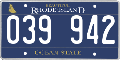 RI license plate 039942