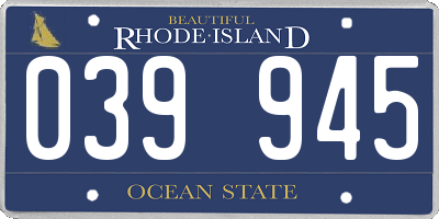RI license plate 039945