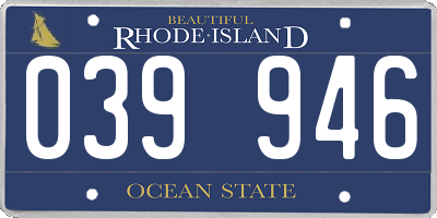 RI license plate 039946
