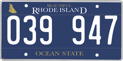 RI license plate 039947