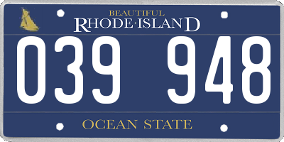 RI license plate 039948
