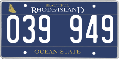 RI license plate 039949