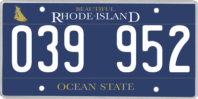 RI license plate 039952