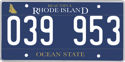 RI license plate 039953