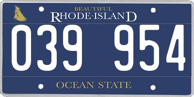 RI license plate 039954