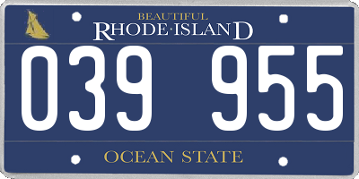 RI license plate 039955