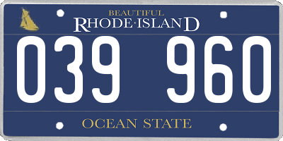 RI license plate 039960