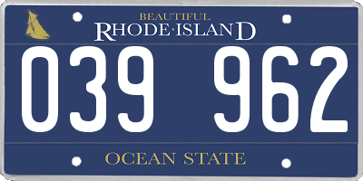 RI license plate 039962