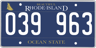 RI license plate 039963