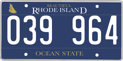 RI license plate 039964
