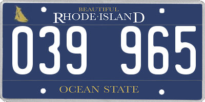 RI license plate 039965