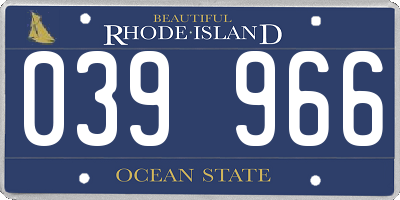 RI license plate 039966