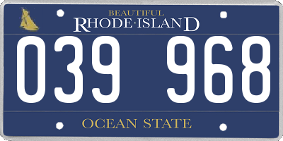 RI license plate 039968