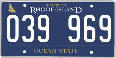 RI license plate 039969
