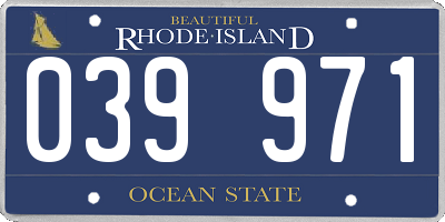 RI license plate 039971