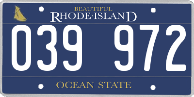RI license plate 039972