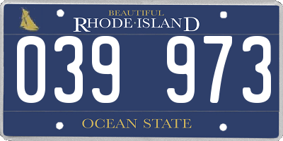 RI license plate 039973