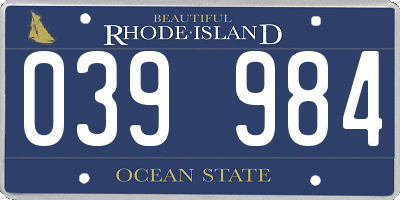 RI license plate 039984