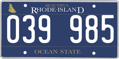 RI license plate 039985