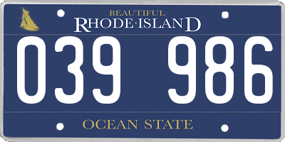 RI license plate 039986
