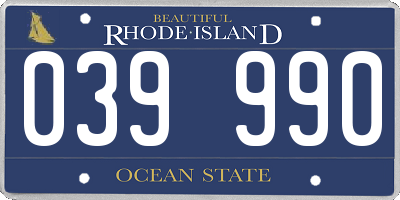 RI license plate 039990