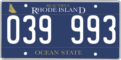 RI license plate 039993