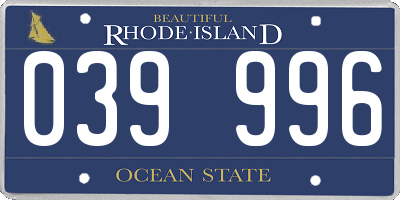 RI license plate 039996