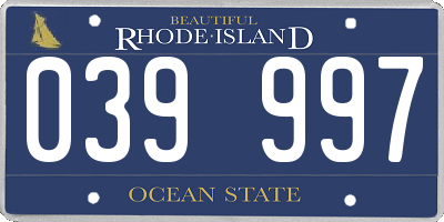RI license plate 039997