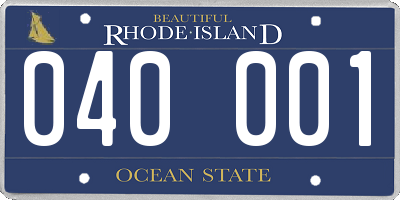 RI license plate 040001