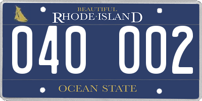 RI license plate 040002