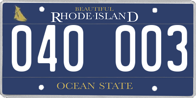 RI license plate 040003