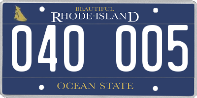 RI license plate 040005