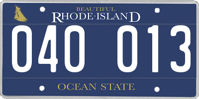 RI license plate 040013