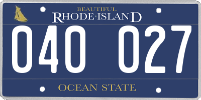 RI license plate 040027