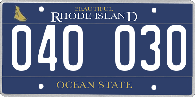 RI license plate 040030