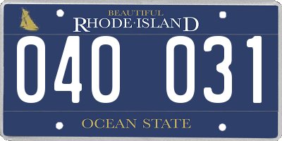 RI license plate 040031