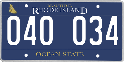 RI license plate 040034