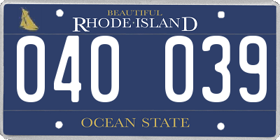 RI license plate 040039
